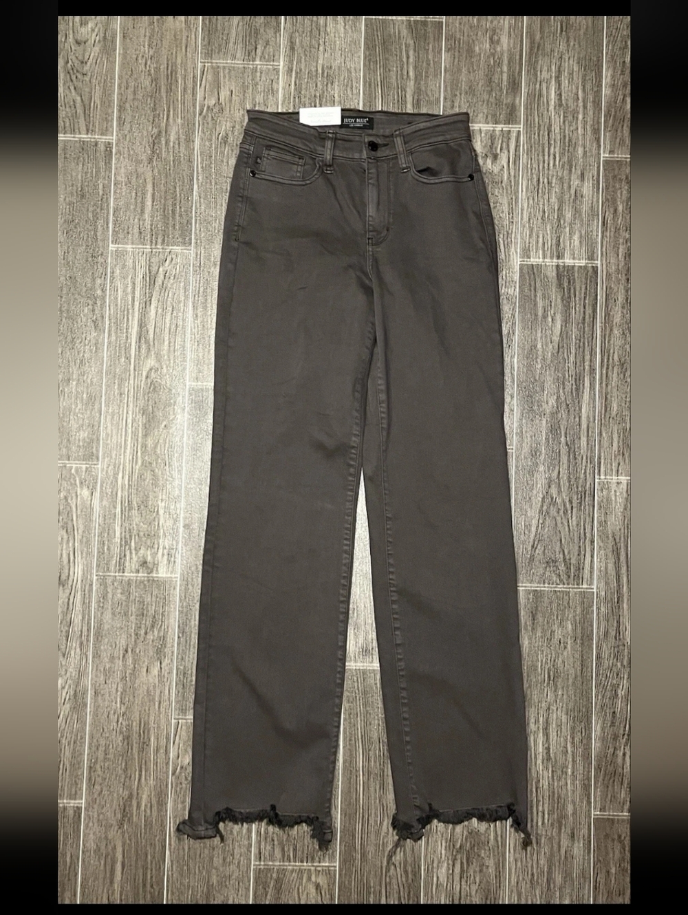 Judy Blue High Waisted Straight Leg Brown Jeans Frayed JB82531C Size 1/25 NWT